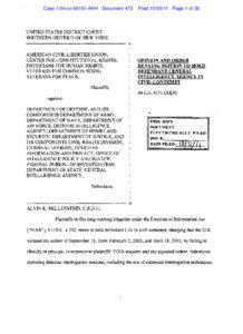 Freedom of information legislation / Interrogation techniques / War crimes / Central Intelligence Agency / Enhanced interrogation techniques / Freedom of Information Act / Ethics / Alvin Hellerstein / Abu Zubaydah / Torture / Human rights abuses / Torture in the United States