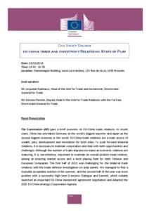 Minutes of CSD meeting on EU-China Trade and Investment Relations: State of Play, [removed]