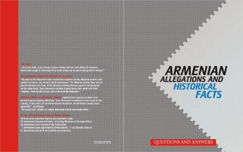 ARMENIAN CLAIMS AND HISTORICAL FACTS QUESTIONS AND ANSWERS  Center for Strategic Research – 2007