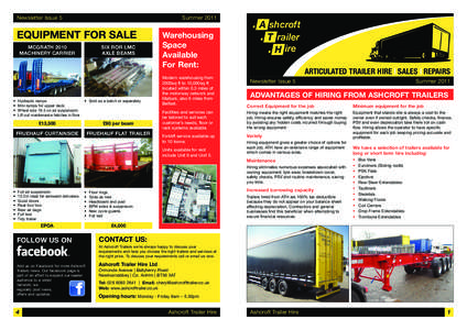 Newsletter Issue 5  Summer 2011 EQUIPMENT FOR SALE MCGRATH 2010