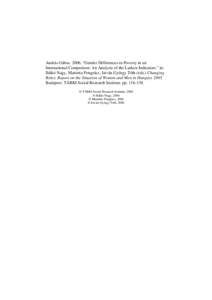 András Gábos. 2006. “Gender Differences in Poverty in an International Comparison: An Analysis of the Laeken Indicators.” in: Ildikó Nagy, Marietta Pongrácz, István György Tóth (eds.) Changing Roles: Report on