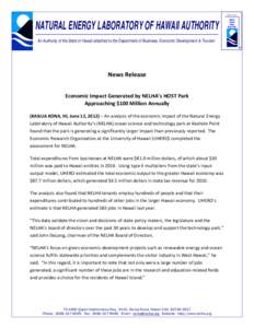 Microsoft Word - NELHA Economic Impact.news.release.PRnewswire