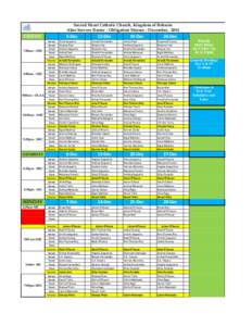 Sacred Heart Catholic Church, Kingdom of Bahrain Altar Servers Roster - Obligation Masses - December, 2014 FRIDAY 7:00am - SHC