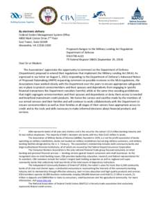 By electronic delivery Federal Docket Management System Office 4800 Mark Center Drive 2nd Floor East Tower, Suite 02G09 Alexandria, VA[removed]Proposed changes to the Military Lending Act Regulation