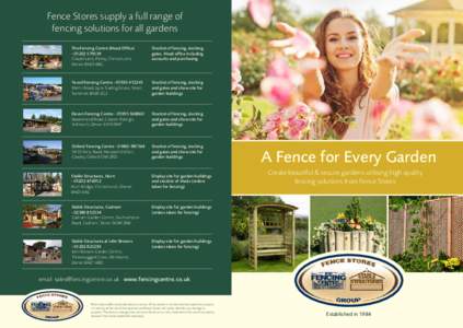 Fence Stores supply a full range of fencing solutions for all gardens The Fencing Centre (Head OfficeChapel Lane, Parley, Christchurch, Dorset BH23 6BG