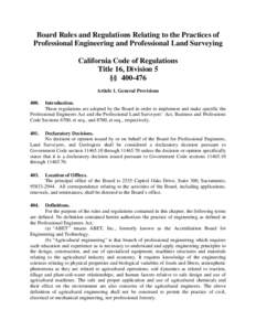 2014 Professional Engineers & Land Surveyors Regulations-Unannotated