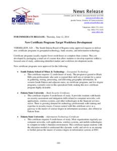 News Release Contacts: Jack R. Warner, Executive Director and CEO [removed] Janelle Toman, Director of Communications [removed] Telephone: ([removed]