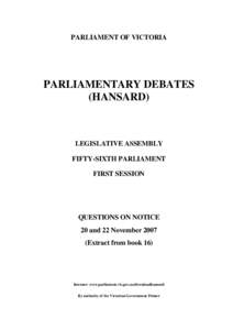 PARLIAMENT OF VICTORIA  PARLIAMENTARY DEBATES (HANSARD)  LEGISLATIVE ASSEMBLY