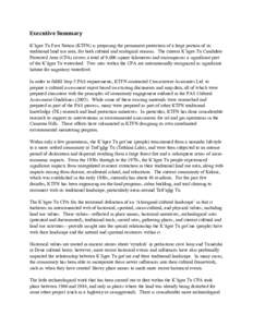 Executive Summary K’ágee Tu First Nation (KTFN) is proposing the permanent protection of a large portion of its traditional land use area, for both cultural and ecological reasons. The current K’ágee Tu Candidate P