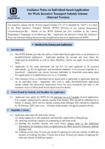 Labour Department Guidance Notes on Individual-based Application for Work Incentive Transport Subsidy Scheme (Internet Version)