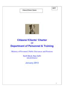 DOPT Citizens’/Clients’ Charter Citizens’/Clients’ Charter Of Department of Personnel & Training