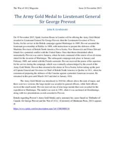 The War of 1812 Magazine  Issue 24 November 2015 The Army Gold Medal to Lieutenant General Sir George Prevost