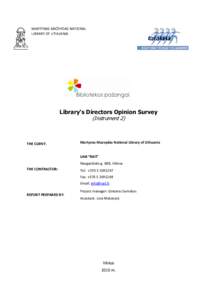 MARTYNAS MAŽVYDAS NATIONAL LIBRARY OF LITHUANIA Library‘s Directors Opinion Survey (Instrument 2)