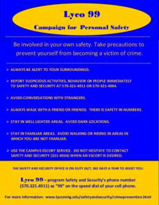       Lyco 99 Campaign for Personal Safety