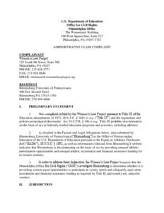 Pennsylvania / 92nd United States Congress / Sports law / Title IX / Bloomsburg University of Pennsylvania / Student athlete / Athletics / Pennsylvania State Athletic Conference / Bloomsburg / Sports / American Association of State Colleges and Universities / Middle States Association of Colleges and Schools