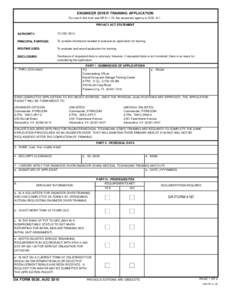 ENGINEER DIVER TRAINING APPLICATION For use of this form see AR[removed]; the proponent agency is DCS, G-1. PRIVACY ACT STATEMENT AUTHORITY: