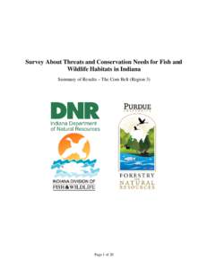 Survey About Threats and Conservation Needs for Fish and Wildlife Habitats in Indiana Summary of Results – The Corn Belt (Region 3) Page 1 of 20