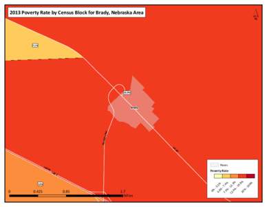 ´  2013 Poverty Rate by Census Block for Brady, Nebraska Area 7.1%