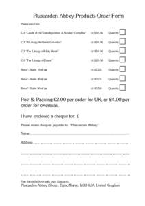 Compline / Cheque / Quantity / Business / Money / Christianity / Inventory of Gardens and Designed Landscapes / Pluscarden Abbey