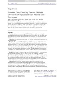 Advance Care Planning Beyond Advance Directives: Perspectives From Patients and Surrogates