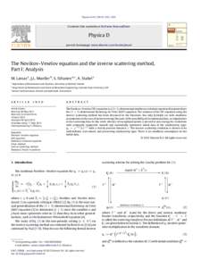 The Novikov&#x2013;Veselov equation and the inverse scattering method, Part I: Analysis