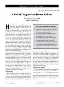 Review of Clinical Signs Series Editor: Bernard M. Karnath, MD Clinical Diagnosis of Heart Failure Muralikrishna Gopal, MBBS Bernard Karnath, MD