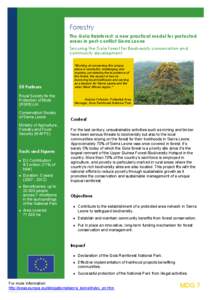 Forestry The Gola Rainforest: a new practical model for protected areas in post-conflict Sierra Leone  Securing the Gola Forest for Biodiversity conservation and community development 
