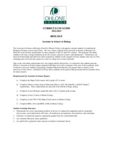 Biology AS Degree[removed]Curriculum Guide - Ohlone College
