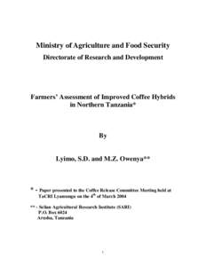 FARMER ASSSESSMENT OF INTRODUCED COFFEE LINES IN ARUMERU,