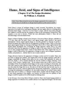 Hume, Reid, and Signs of Intelligence (Chapter 32 of The Design Revolution) By William A. Dembski