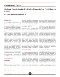 Cross-Canada Forum National Population Health Study of Neurological Conditions in Canada C. R. Caesar-Chavannes, MBA; S. MacDonald, BA  Introduction