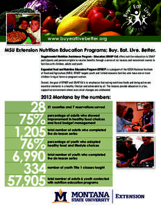 www.buyeatlivebetter.org  MSU Extension Nutrition Education Programs: Buy. Eat. Live. Better. Supplemental Nutrition Assistance Program - Education (SNAP-Ed) offers nutrition education to SNAP participants and persons el