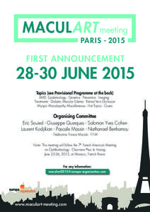 MACULART meeting PARISFIRST ANNOUNCEMENTJUNE 2015