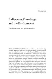 Indigenous Knowlege and the Environment in Africa and North America