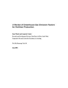 A Review of Greenhouse Gas Emission Factors for Fertiliser Production.