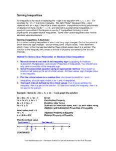 Inequality / Polynomial / Equation / Absolute value / Mathematical fallacy / Elementary algebra / Mathematics / Algebra