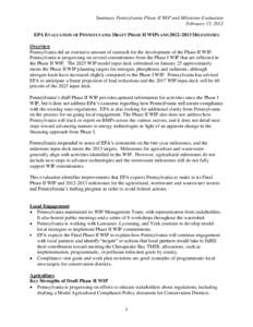 EPA Evaluation of Pennsylvania Draft Phase II WIPs and[removed]Milestones
