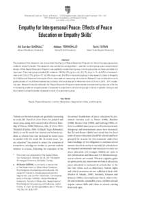 Educational Sciences: Theory & Practice – [removed]Supplementary Special Issue] • Spring • [removed] © 2012 Educational Consultancy and Research Center www.edam.com.tr/estp  Empathy for Interpersonal Peace: Effects