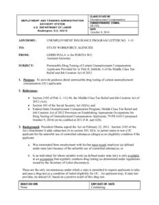 CLASSIFICATION EMPLOYMENT AND TRAINING ADMINISTRATION ADVISORY SYSTEM U.S. DEPARTMENT OF LABOR Washington, D.C[removed]