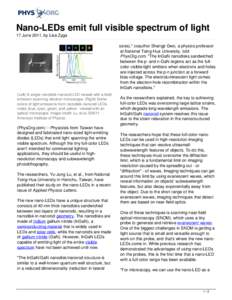 Nano-LEDs emit full visible spectrum of light