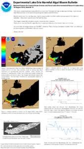 Experimental Lake Erie Harmful Algal Bloom Bulletin National Centers for Coastal Ocean Science and Great Lakes Environmental Research Laboratory 18 August 2014, Bulletin 14 The bloom moved southeast toward the Ohio shore