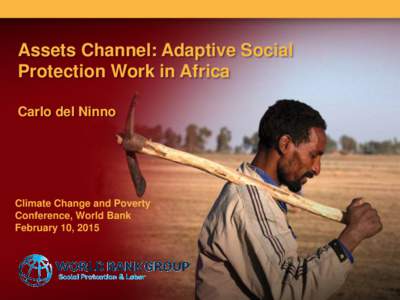 Assets Channel: Adaptive Social Protection Work in Africa Carlo del Ninno Climate Change and Poverty Conference, World Bank