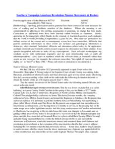 Southern Campaign American Revolution Pension Statements & Rosters Pension application of John Hickman W7745 Elizabeth fn90NC Transcribed by Will Graves[removed]