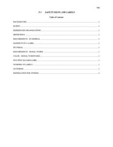 7/02  T-5 SAFETY SIGNS AND LABELS Table of Contents