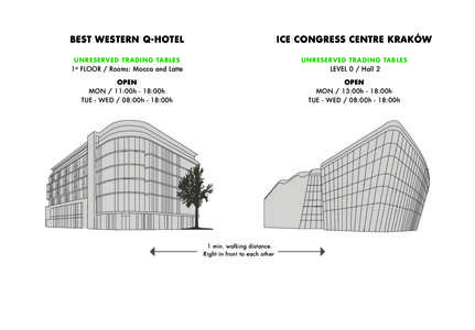 BEST WESTERN Q-HOTEL  ICE CONGRESS CENTRE KRAKÓW UNRESERVED TRADING TABLES 1 st FLOOR / Rooms: Mocca and Latte