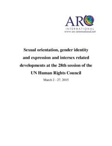 Sexual orientation, gender identity and expression and intersex related developments at the 28th session of the UN Human Rights Council March, 2015