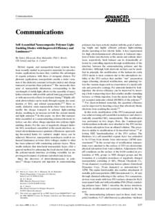 Communications  Communications Self-Assembled Nanocomposite Polymer LightEmitting Diodes with Improved Efficiency and Luminance** By Valery Bliznyuk, Beat Ruhstaller, Phil J. Brock,