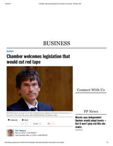 [removed]Chamber welcomes legislation that would cut red tape | Windsor Star BUSINESS BUSINESS