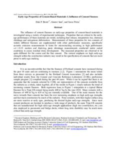 ASCE Journal of Materials in Civil Engineering, 20 (7), [removed], [removed]Early-Age Properties of Cement-Based Materials: I. Influence of Cement Fineness Dale P. Bentz 1*, Gaurav Sant1, and Jason Weiss1 Abstract The influe