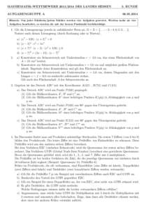 MATHEMATIK-WETTBEWERBDES LANDES HESSEN  3. RUNDE AUFGABENGRUPPE A